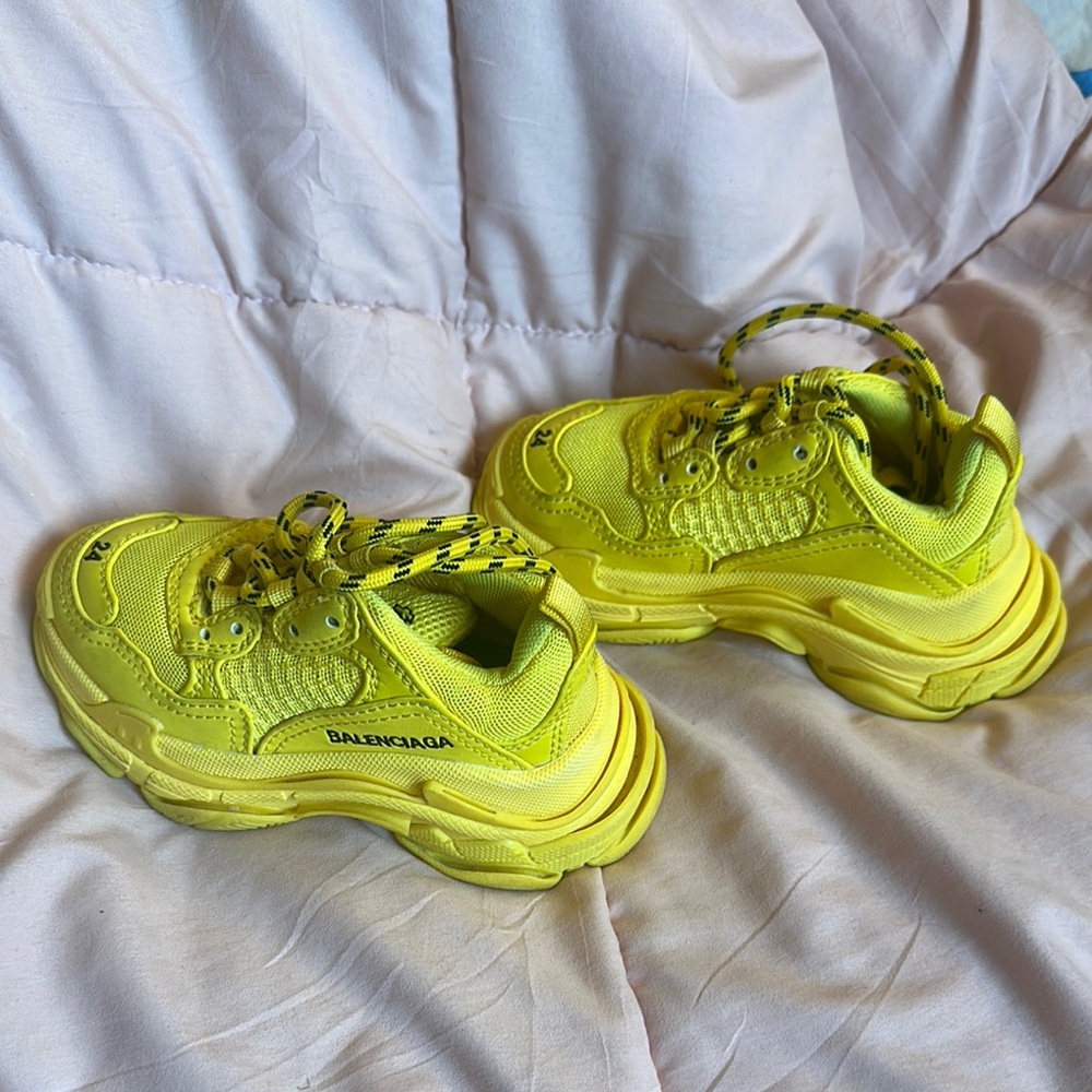 Balenciaga Yellow Trendy Sneakers with Chunky Sole